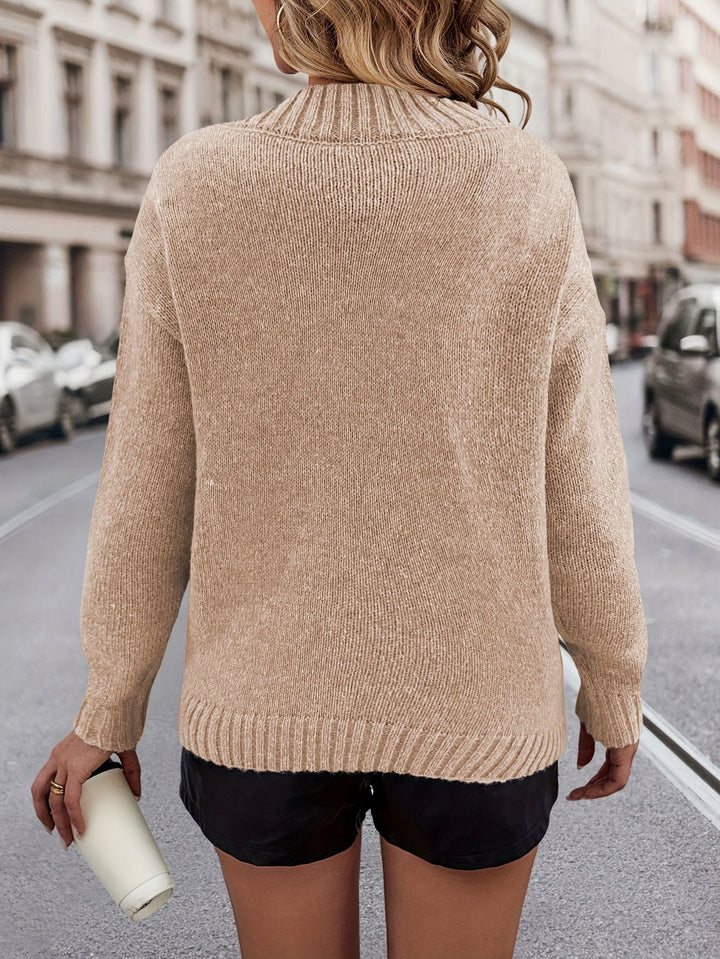 Chrystel - Heart Motif Sweater With V-Neck