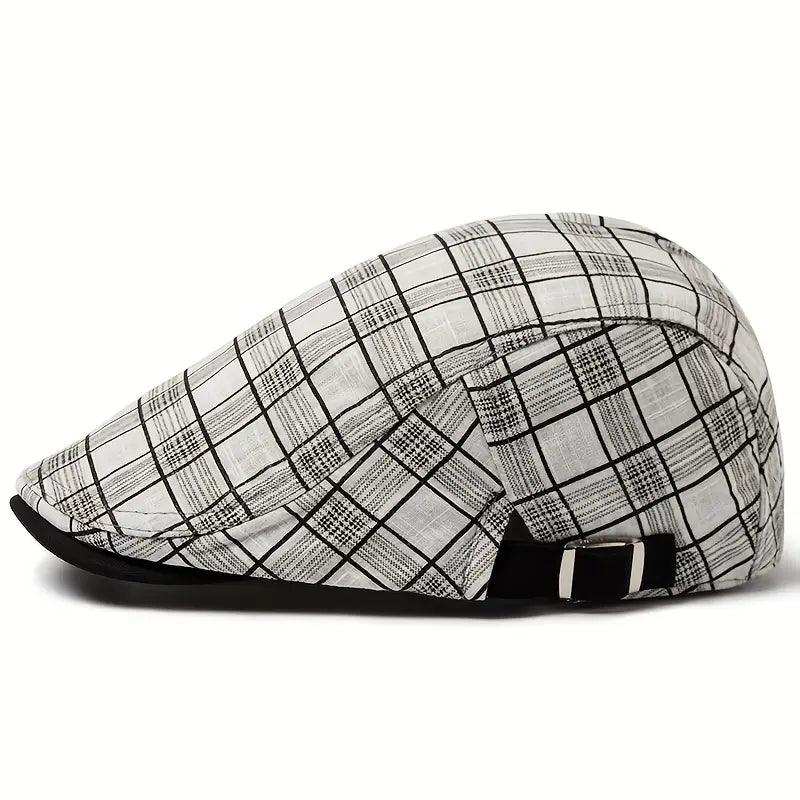 Zared - Adjustable Vintage Plaid Beret Cap