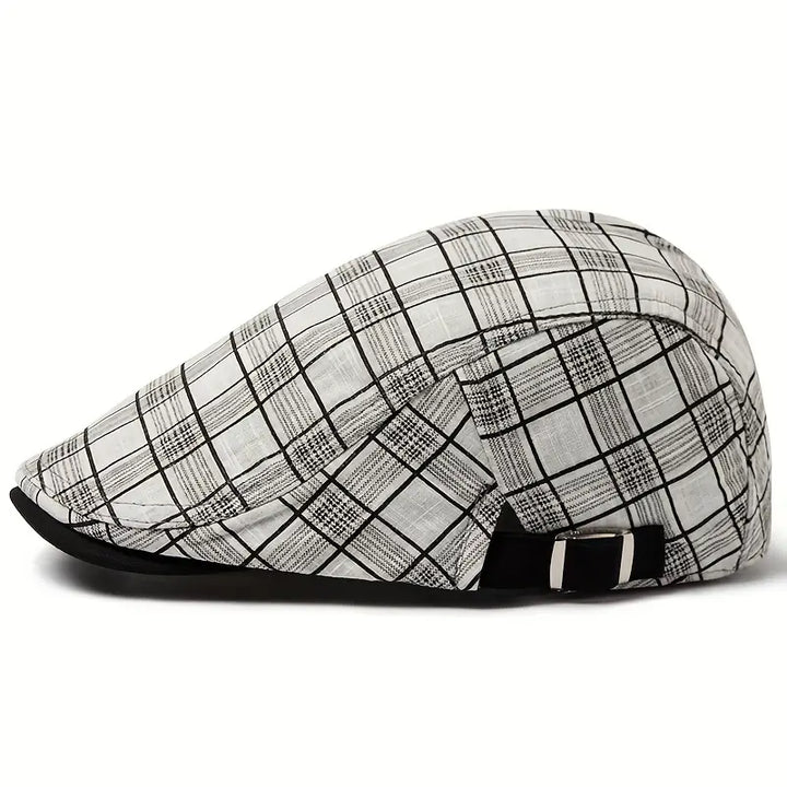 Zared - Adjustable Vintage Plaid Beret Cap