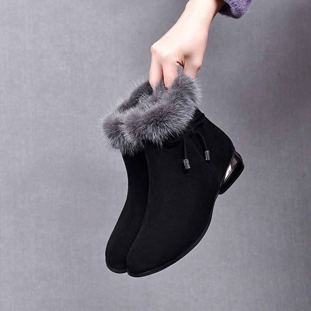 Cassily - Fur Trim Ankle Boots