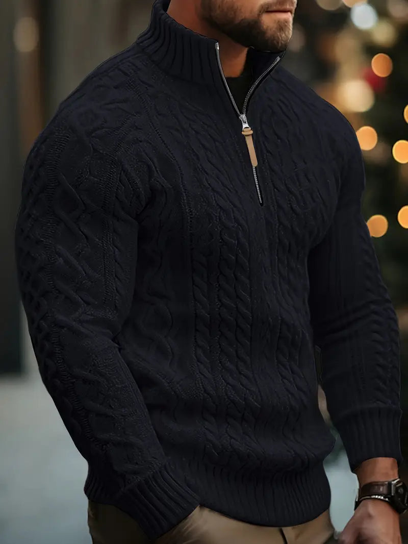 Rabada - Half-Zip Knitted Sweater With Stand-Up Collar