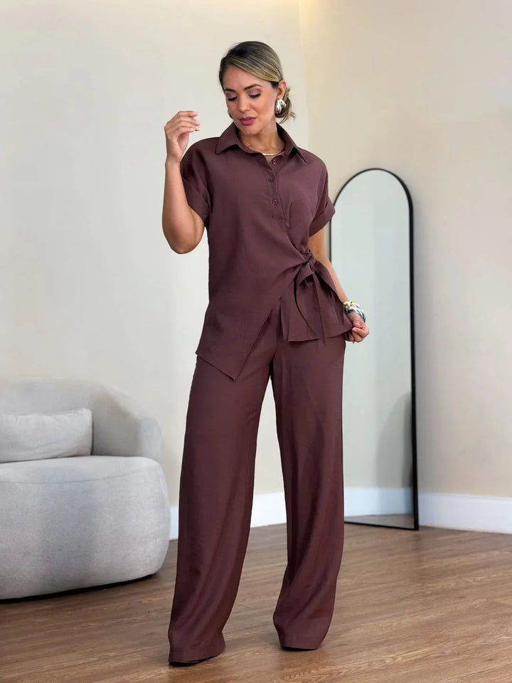 Lorie - Elegant Two Piece Chic Set With Tied Front