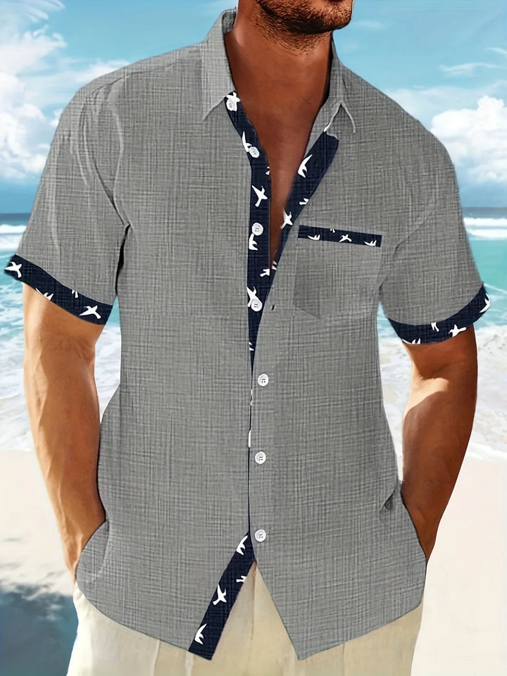 Trofim - Elegant Cute Bird Print Shirt