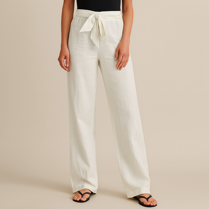 Gwyneth - Elegant Tie Waist Linen Pants