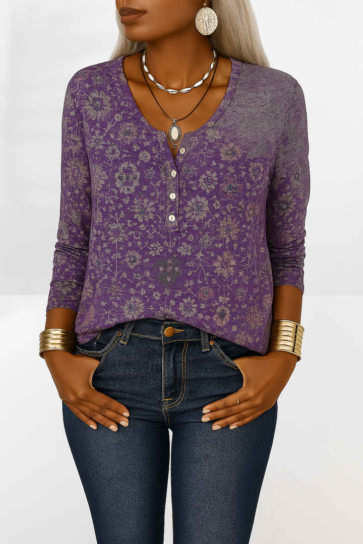 Flossie - Blouse With Floral Patterns And Long Sleeves