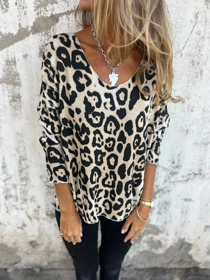 Swantje - Round Neck Leopard Print Blouse |1+1 Free