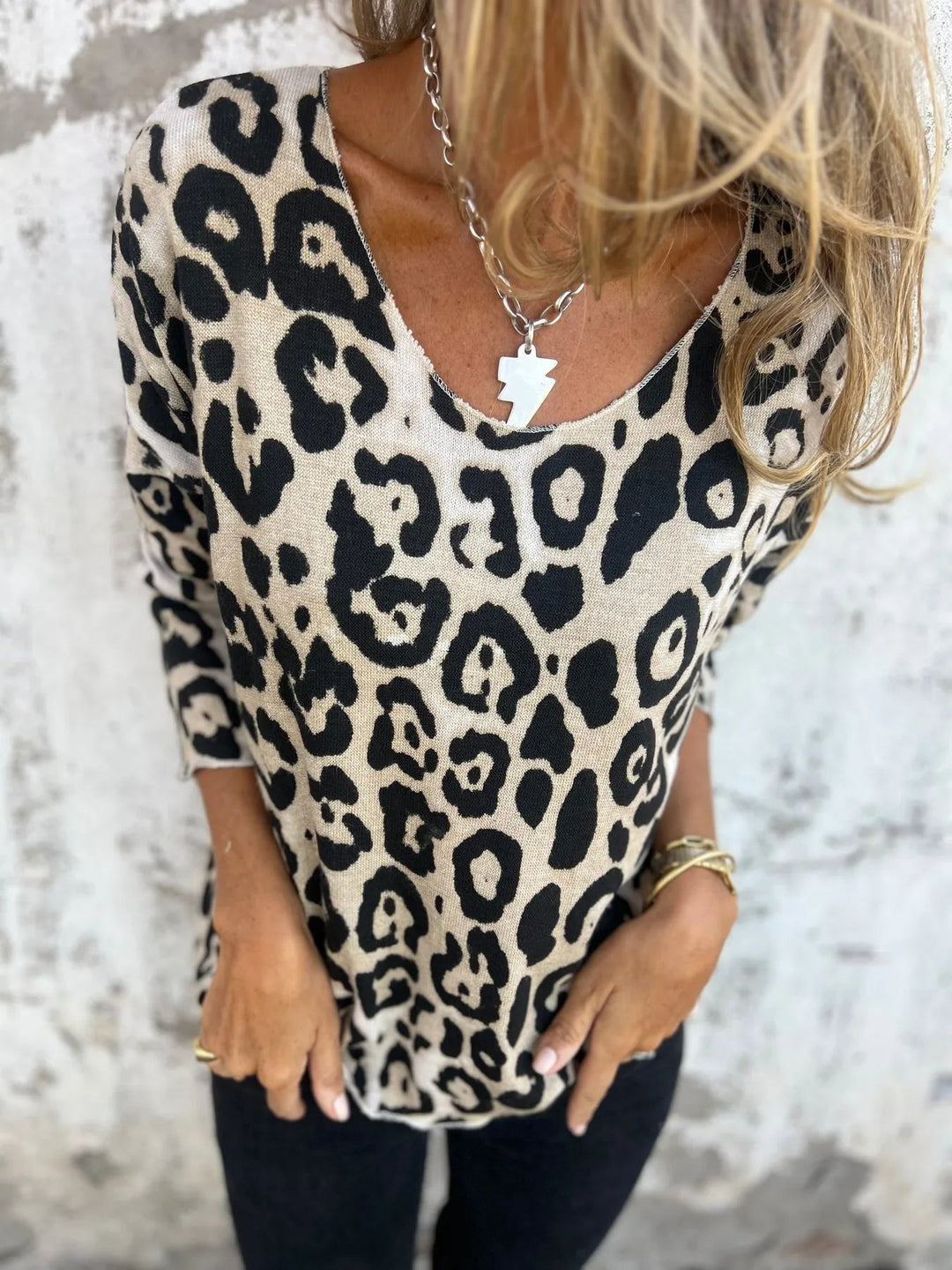 Swantje - Round Neck Leopard Print Blouse |1+1 Free