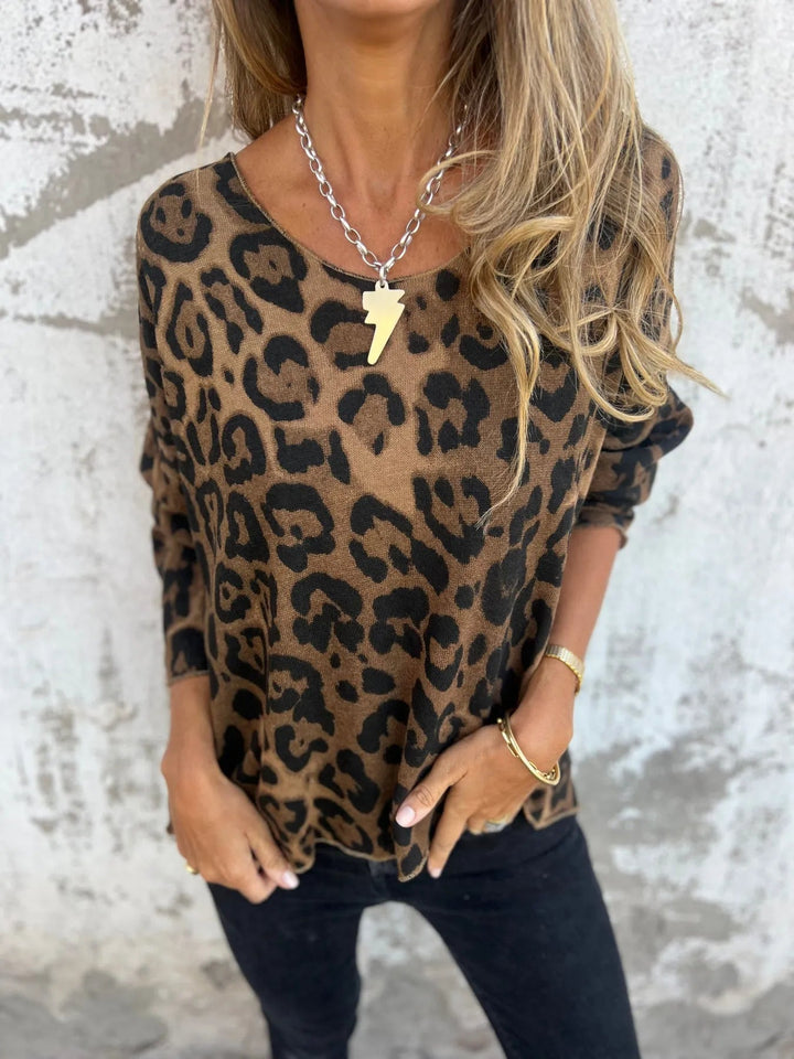 Swantje - Round Neck Leopard Print Blouse |1+1 Free