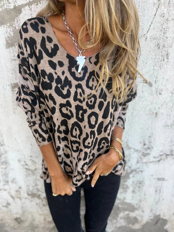 Swantje - Round Neck Leopard Print Blouse |1+1 Free