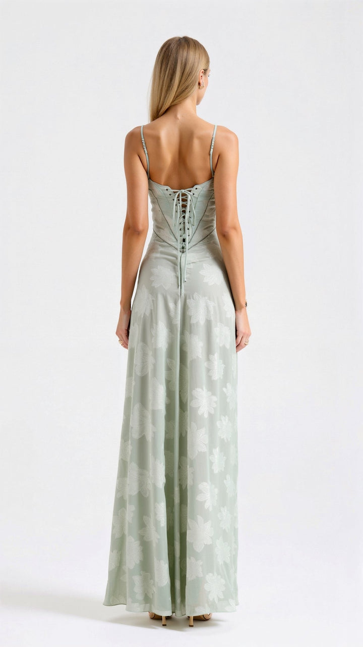 Clarissa - Elegant Long Dress With Back Lace Up