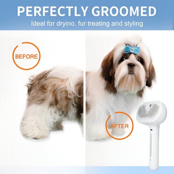 FurEase - Rechargeable Pet Steam Brush Spray for Grooming