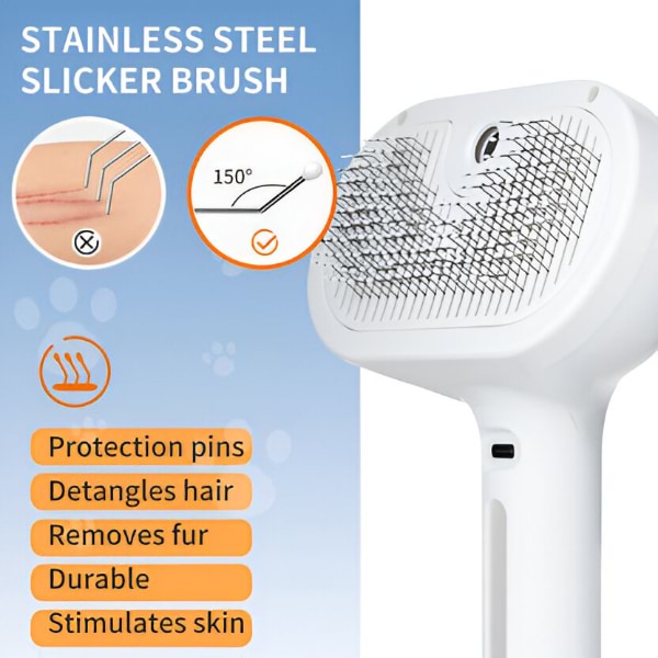 FurEase - Rechargeable Pet Steam Brush Spray for Grooming