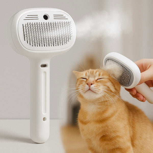 FurEase - Rechargeable Pet Steam Brush Spray for Grooming
