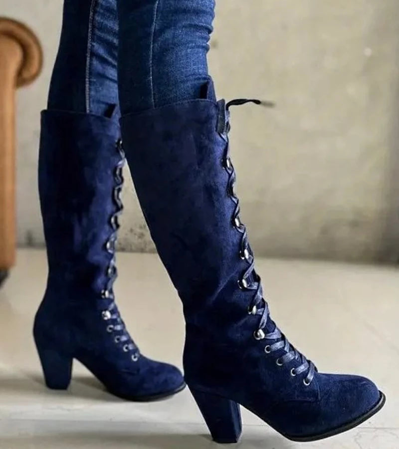 Asmita - Lace-Up High Heel Suede Boots
