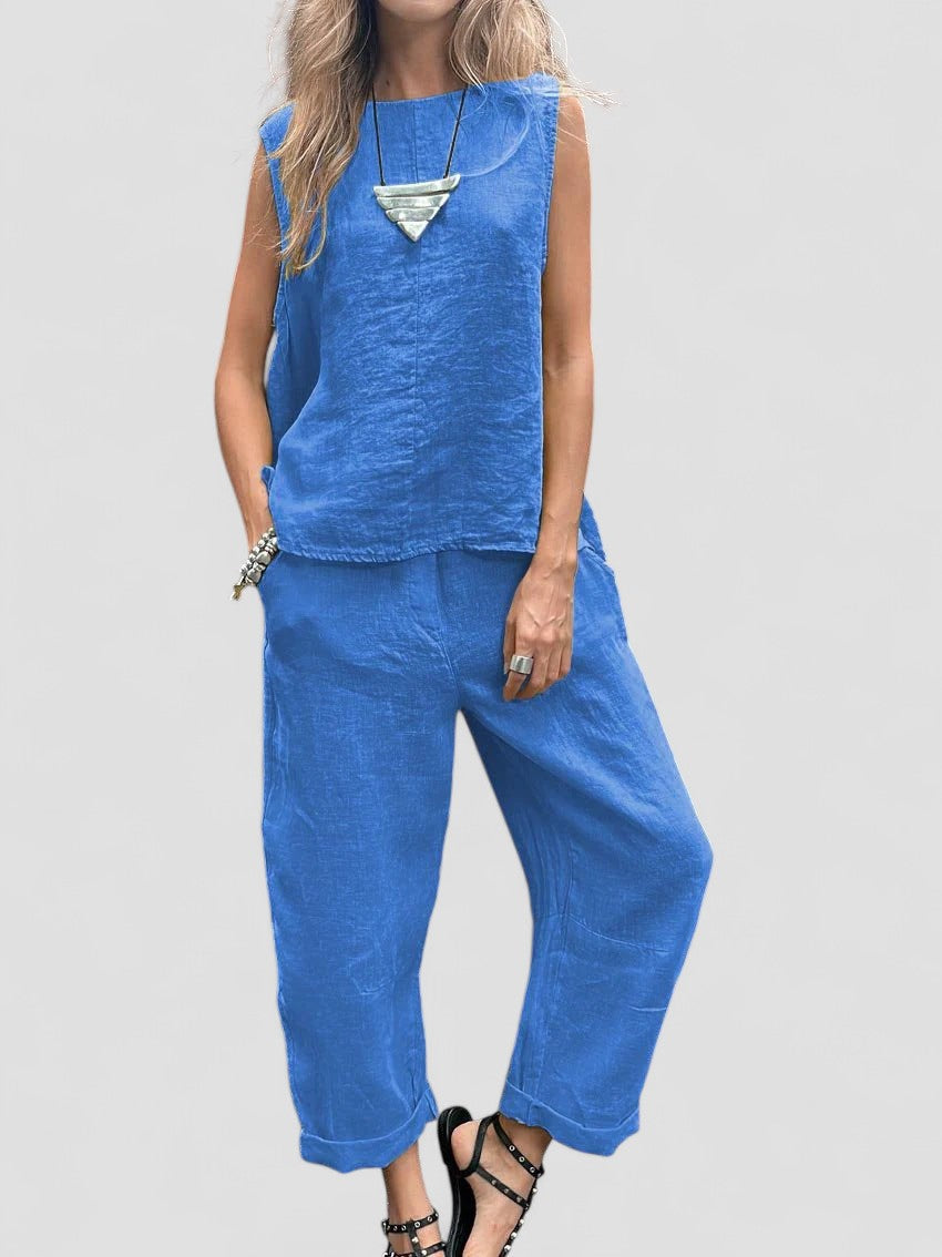 Ailith - Comfortable Sleeveless Top And Trousers