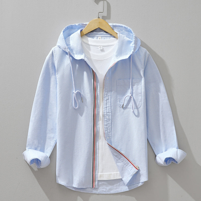 Vance - Linen Zipper Hoodie Shirt