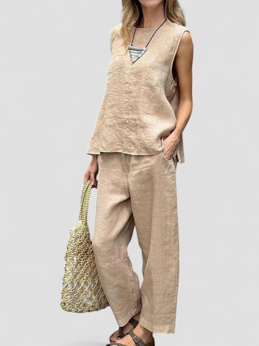 Ailith - Comfortable Sleeveless Top And Trousers
