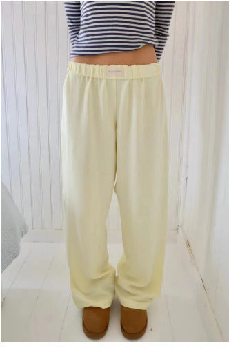 Evgenia - Wide Cut Lounge Pants With Elastic Waistband