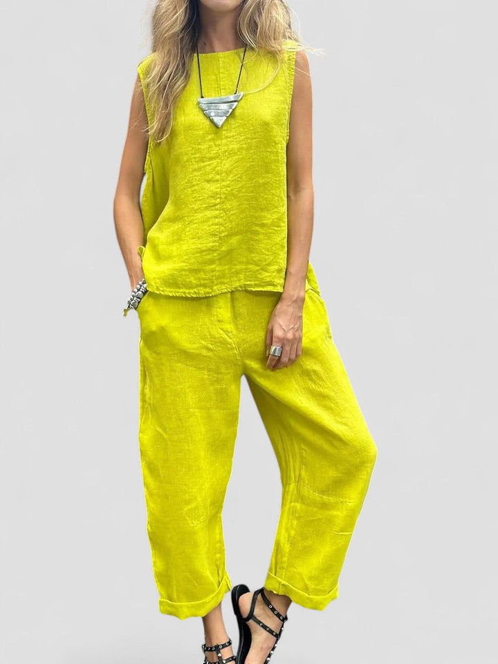 Ailith - Comfortable Sleeveless Top And Trousers