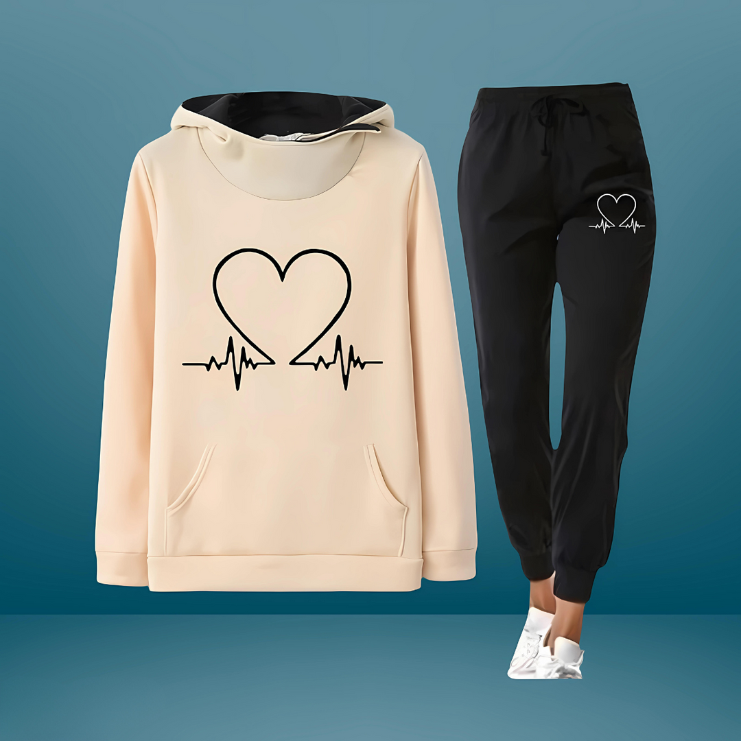 Nimue - Heart Printed Tracksuit 2 Piece Set