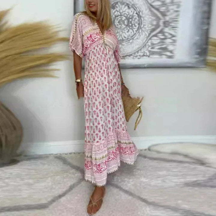 Krista - Boho Maxi Dress With Print