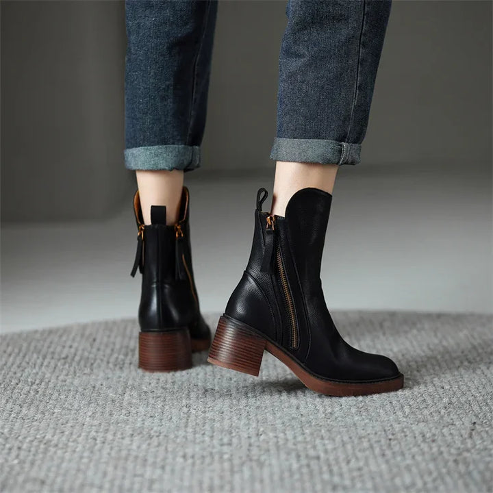 Marcy - Elegant Ankle Boots With Block Heels