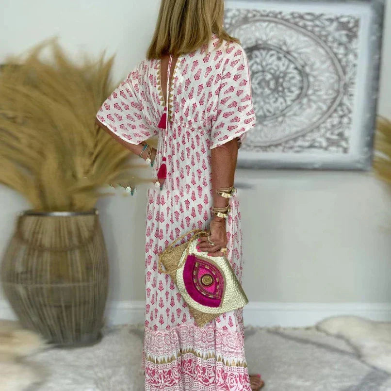 Krista - Boho Maxi Dress With Print