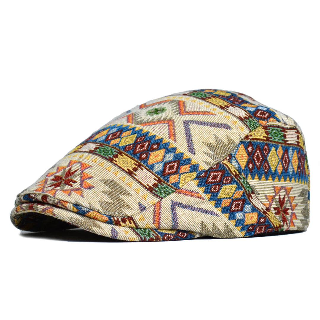 TribalMuse - Colorful Beret With Geometric Design