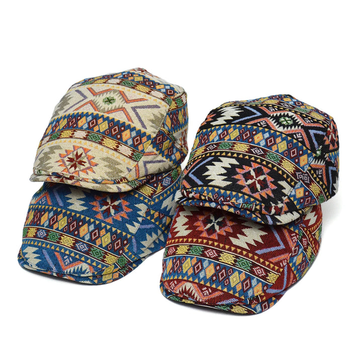TribalMuse - Colorful Beret With Geometric Design