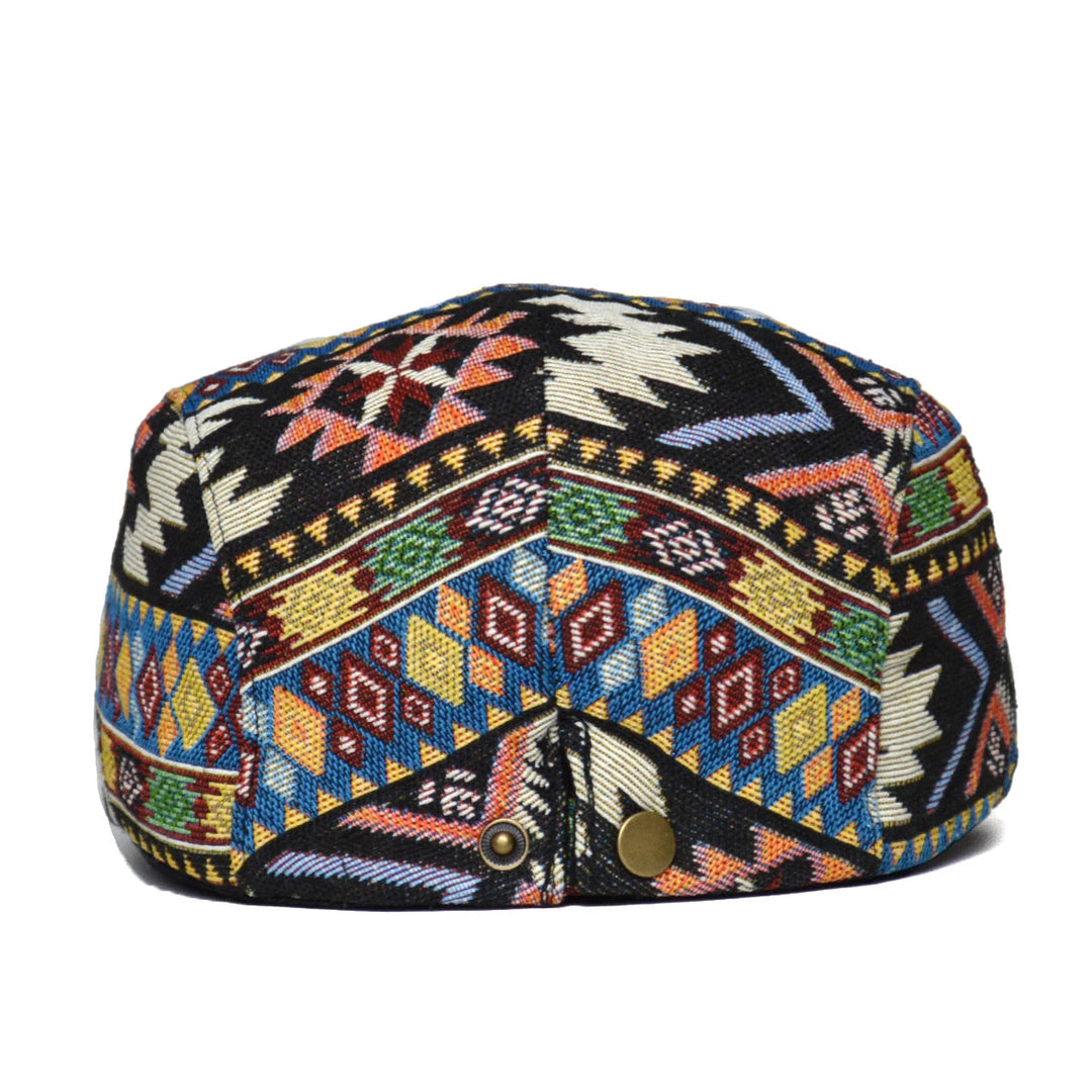 TribalMuse - Colorful Beret With Geometric Design