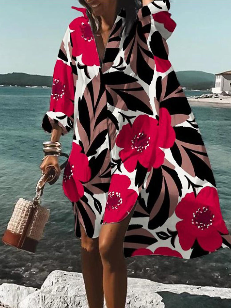 Calogera - Elegant Loose Fit Shirt Dress