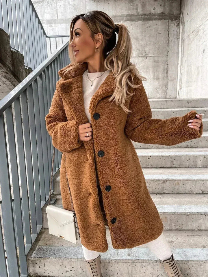 Gwenna - Teddy Plush Button Up Coat