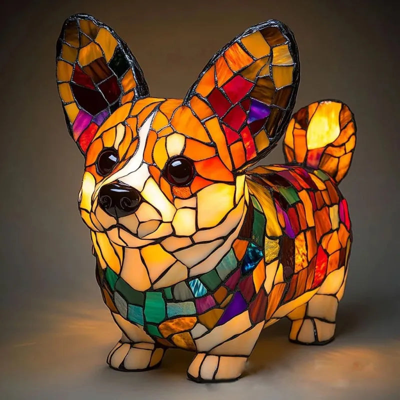 LumiCorgi - Magical Stained Glass Corgi Lamp