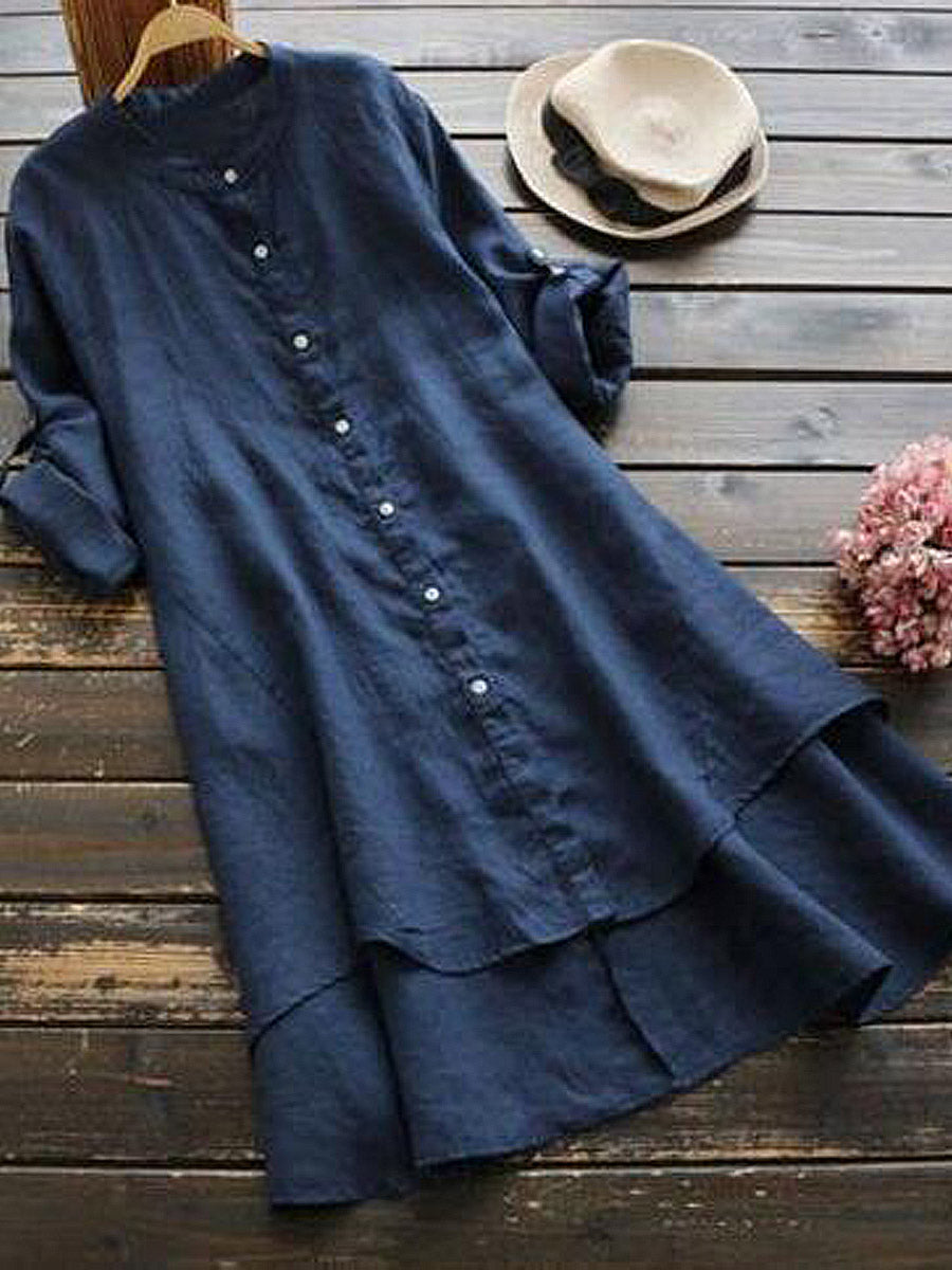 Haleena - Casual Linen Shirt Dress