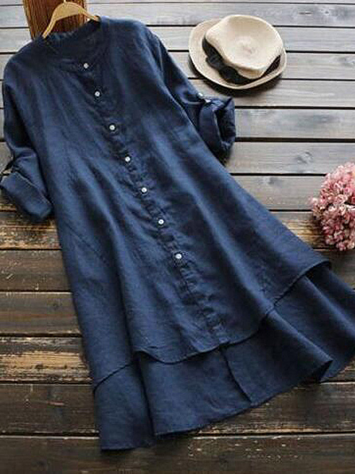 Haleena - Casual Linen Shirt Dress
