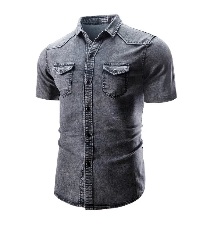 Sean - Short Sleeve Denim Shirt With Pockets