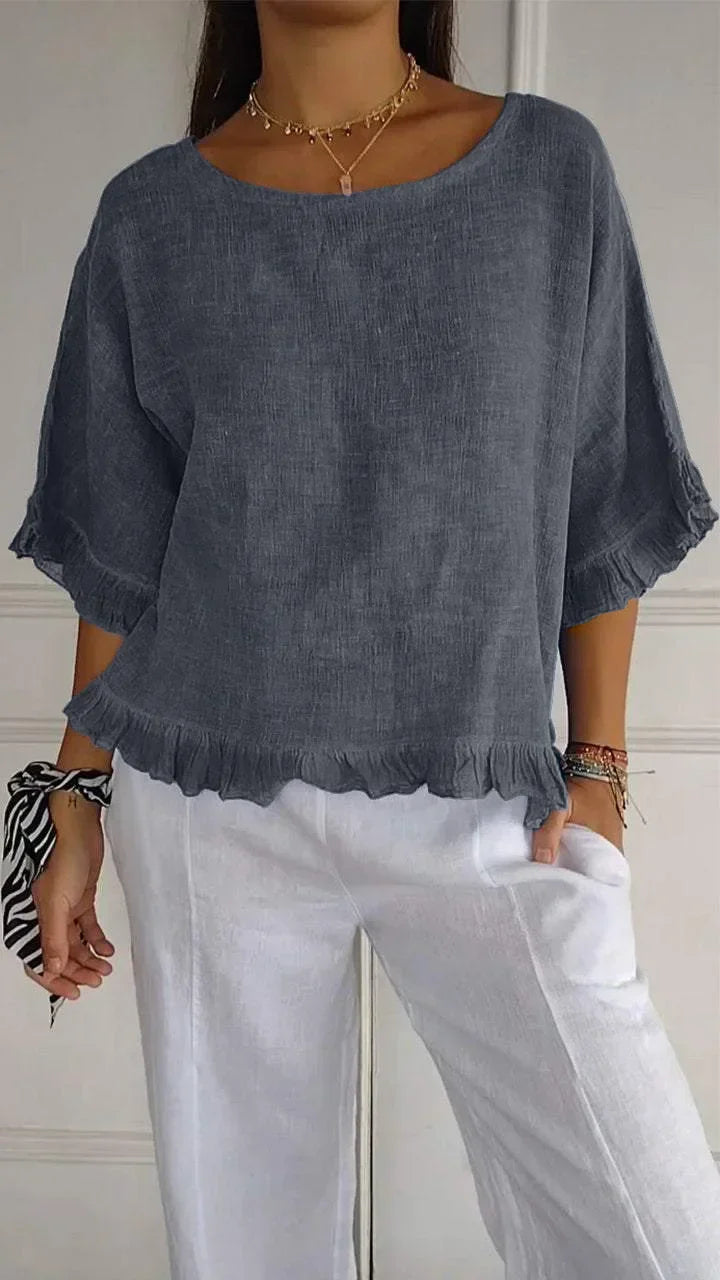 Patsy - Round Neck Linnen Blouse