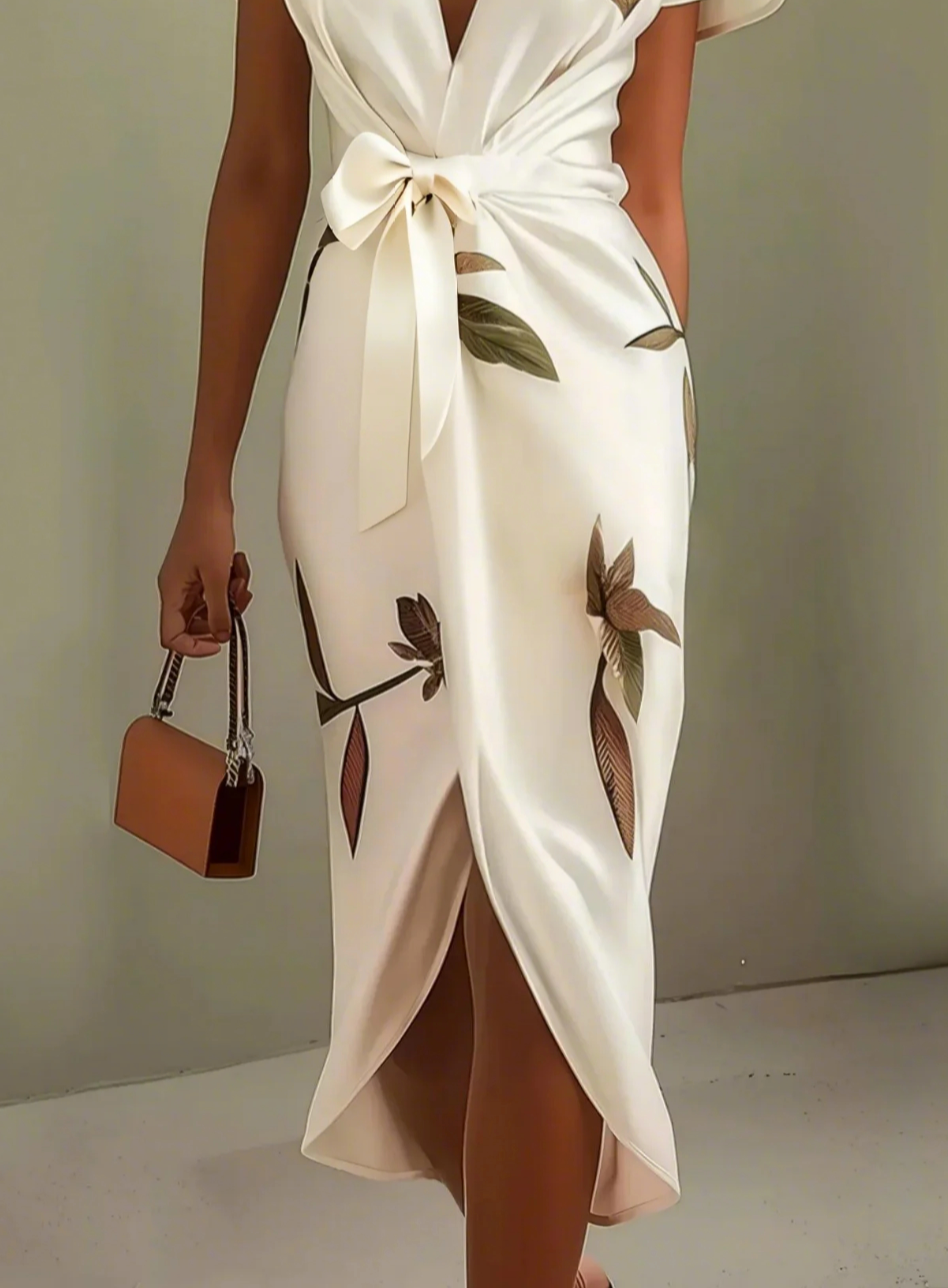 Beverly - Elegant White Satin Dress