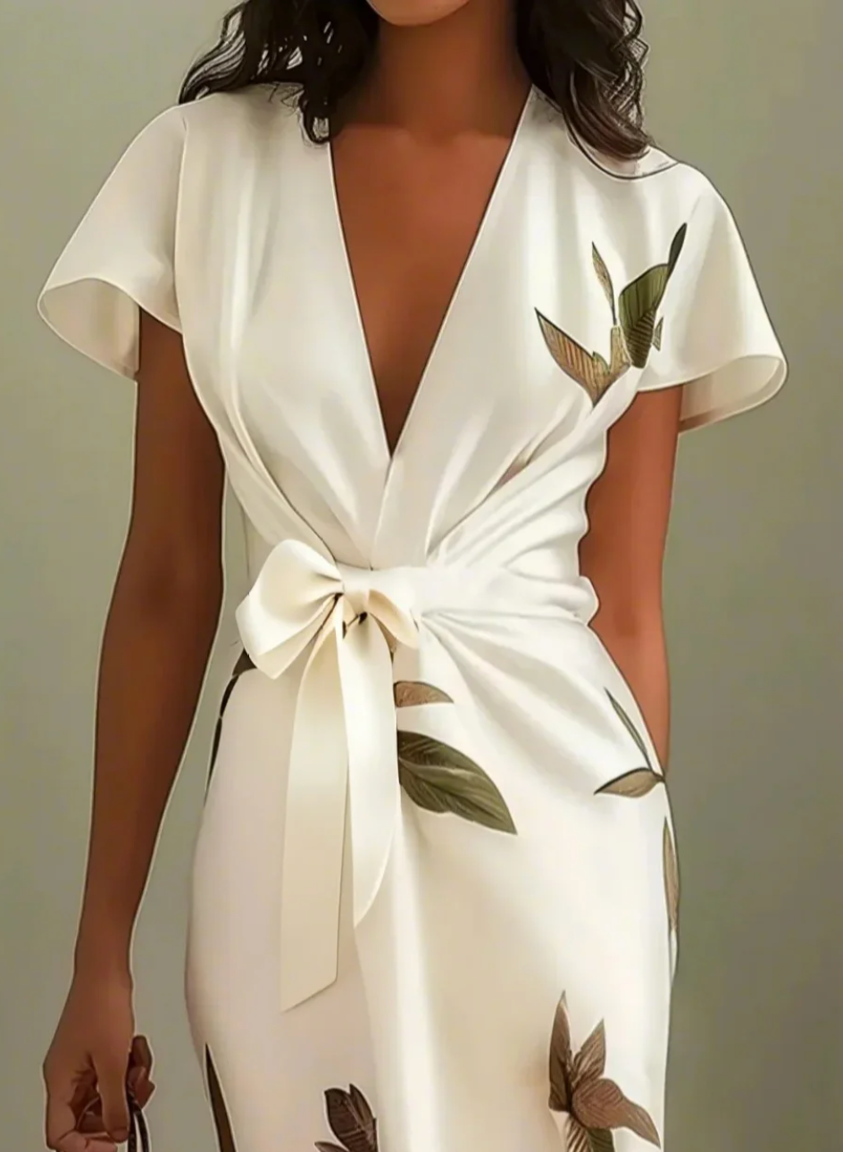 Beverly - Elegant White Satin Dress