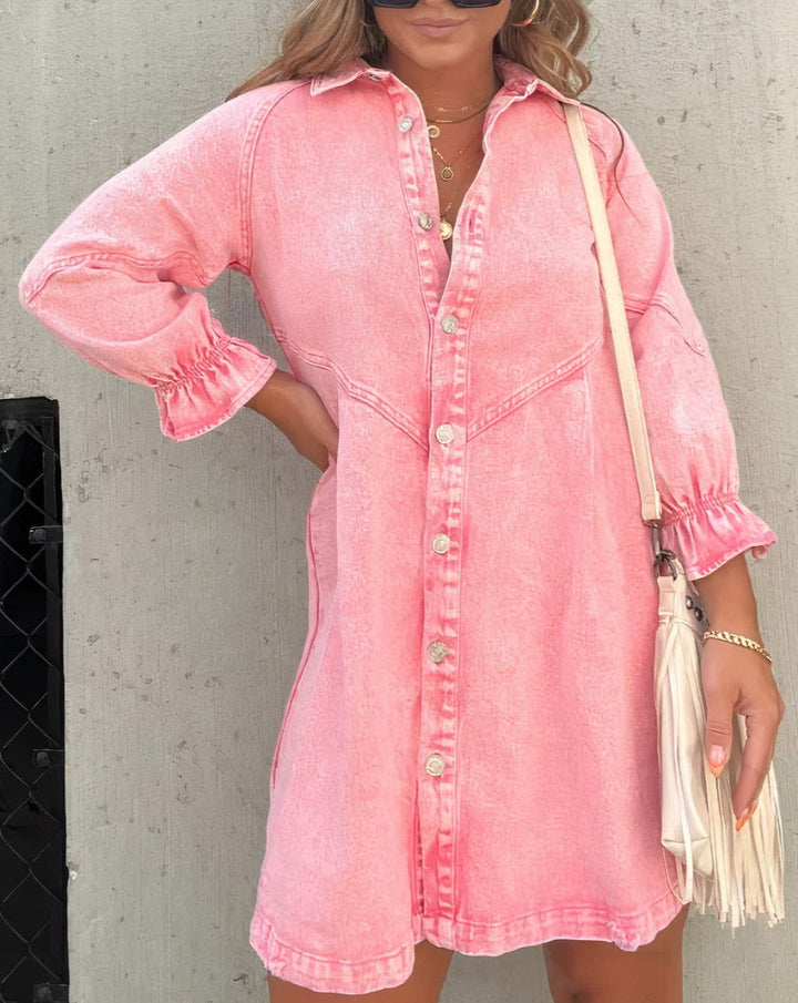 Cäcilia - Long Sleeve Denim Shirt Dress
