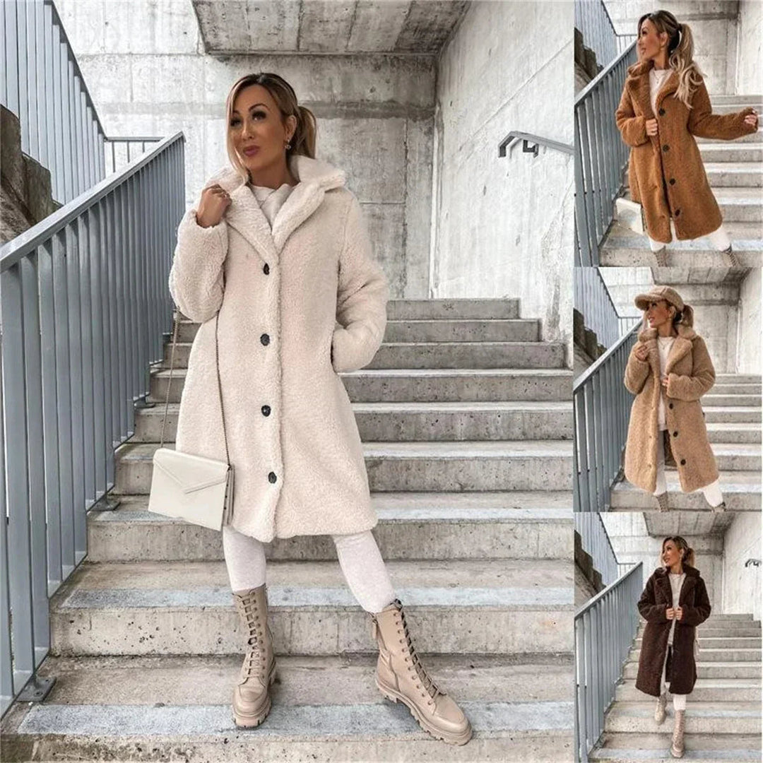 Gwenna - Teddy Plush Button Up Coat