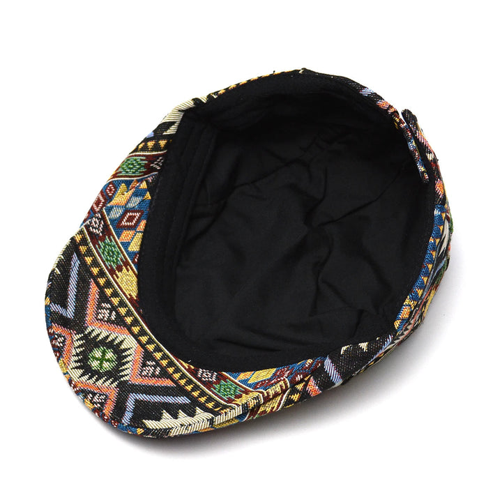 TribalMuse - Colorful Beret With Geometric Design