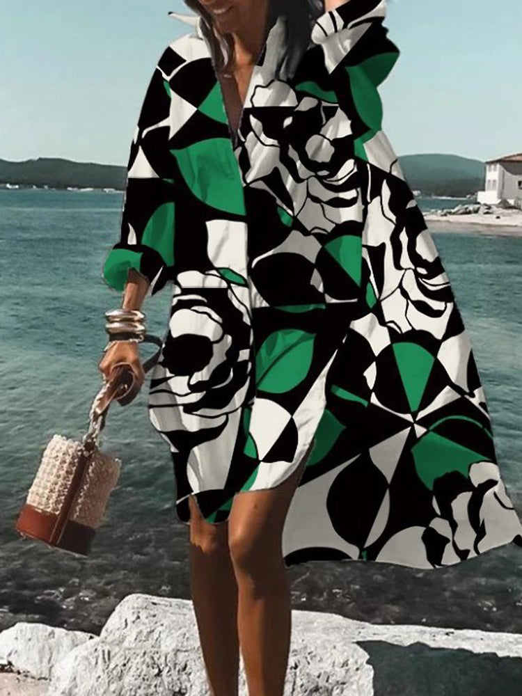 Calogera - Elegant Loose Fit Shirt Dress