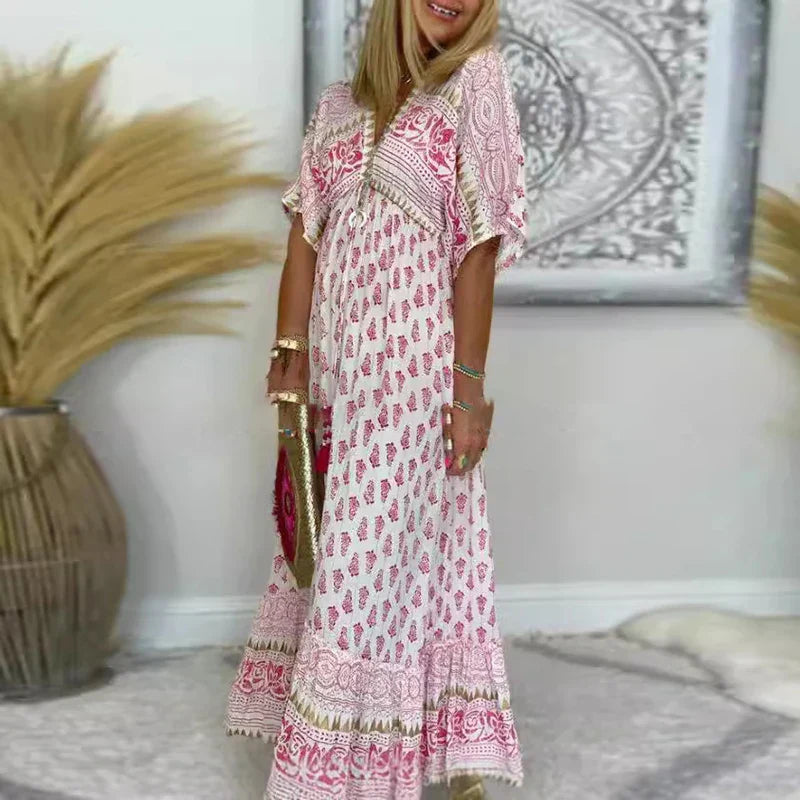Krista - Boho Maxi Dress With Print