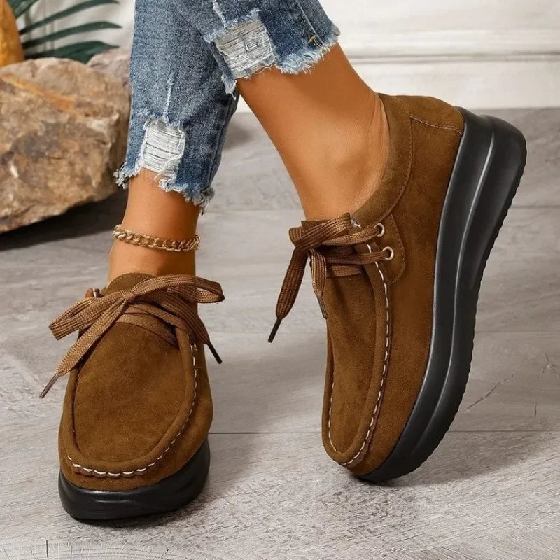 Tonja – Lace Up Suede Shoes With Non Slip Sole