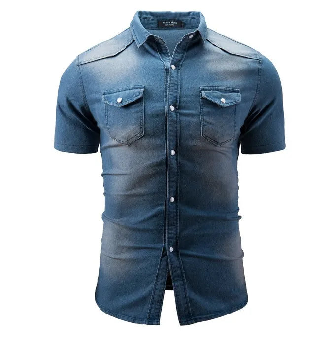Sean - Short Sleeve Denim Shirt With Pockets