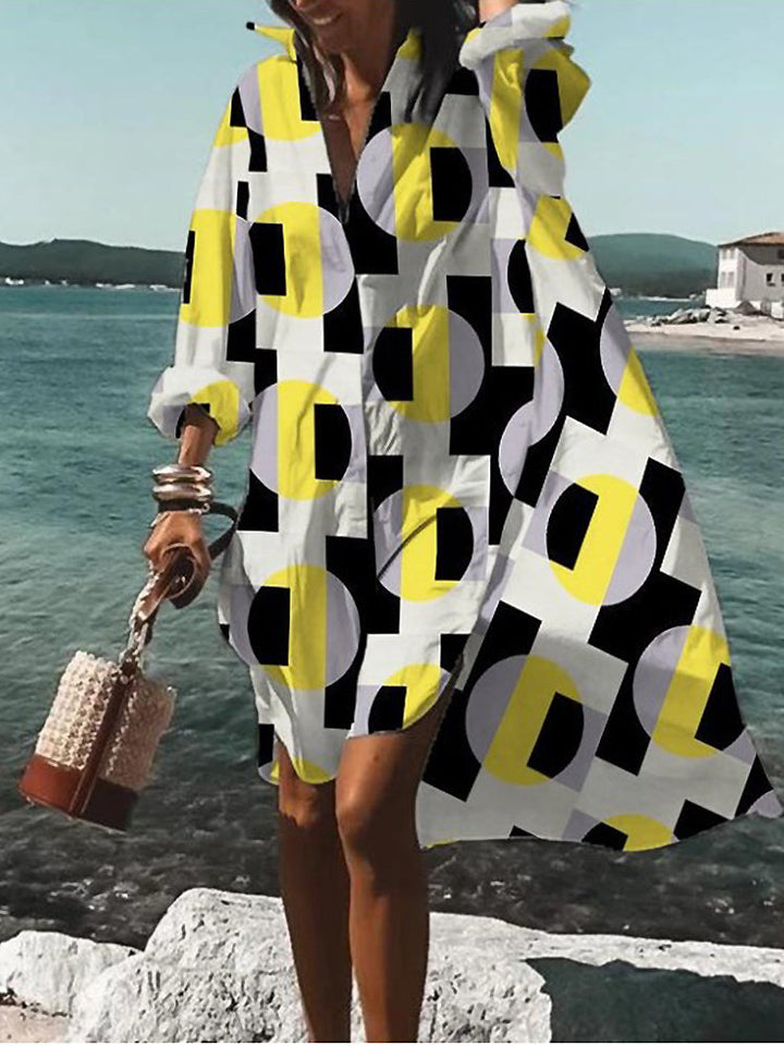 Calogera - Elegant Loose Fit Shirt Dress