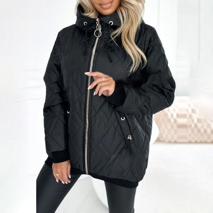 Kialina - Quilted Hooded Parka with Front Zipper