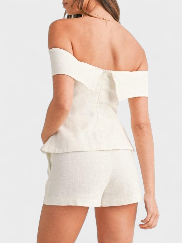 Shalita - Off Shoulder Linen Two Piece Set