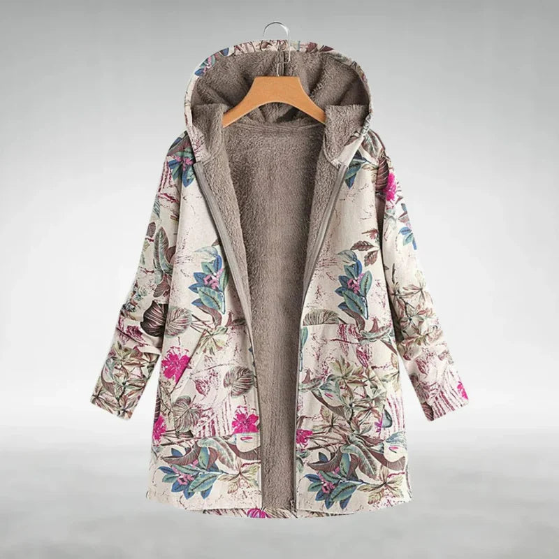 Panida - Stylish Floral Fleece Jacket With Floral Pattern